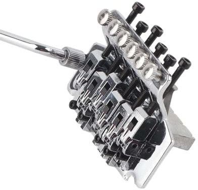 SUNGOOYUE Système de Pont Trémolo pour Guitare électrique de qualité Supérieure, Stabilisateur à Double Ressort à Bascule avec Fonction de Verrouillage, Argent chromé, Noir électrophorèse, Finition