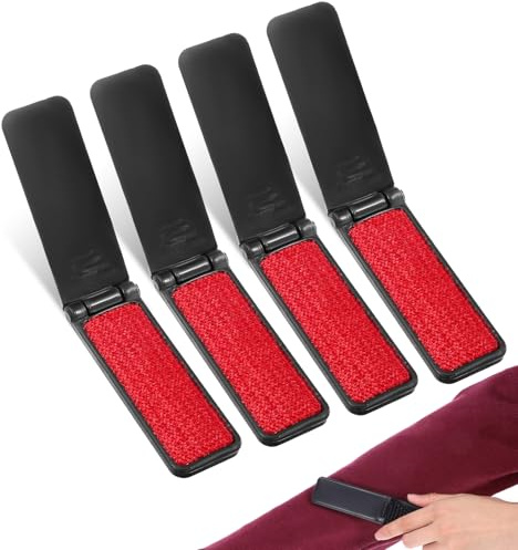 Faltbare Fusselbürste, wiederverwendbare Fusselbürsten für Kleidung, klebrige Oberfläche, Mini-Reise-Fusselrolle, Fusselentferner für Möbel, Couch, Sofa, Tierhaare (schwarz), 4 Stück