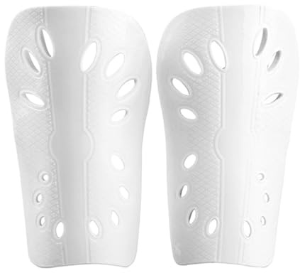 Espinillera 1 par de Protectores espinillas fútbol for Hombre, Equipo protección, espinilleras plástico Transpirables(White,L)