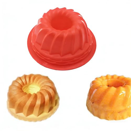 X-Haibei 5-inch Fluted Round Cake Pan - Small Silicone Mold for Baking, Jello, Pudding, Chocolate & Soap Making