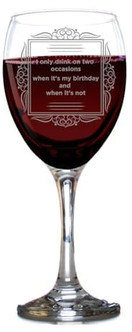 Personalised Red Wine Glass | Ornate Frame Design Customised White Wine Glass | Premium Wine Lover Gift for Birthday Christmas Wedding Anniversary | Engrave with Any Custom Message, 250 ml