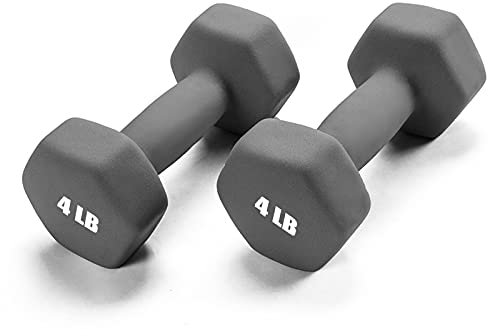 Portzon Unisex-Erwachsene Dumbbell 2 Stück Neopren Hantel Handgewichte Rutsch Anti Roll, Grau, 04-Pound, Pair