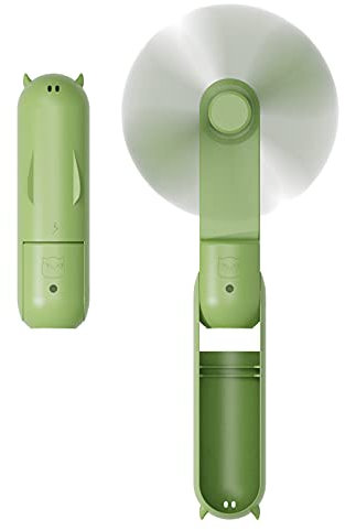 Hand Held Fan, Portable USB Rechargeable Mini Handheld Cooling Device, Folding Design, Battery Driven With Mobile Power Supply for Home Travel Outdoor (Green)