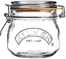 Kilner Round Clip Top Jar 0.5 Litre (500 ml) Airtight Glass Storage Jar for Preserving Jams Chutneys Dry Foods Reusable