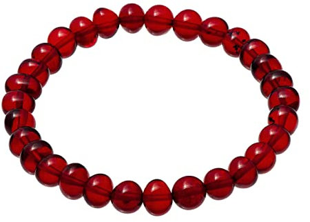 Amber by Mazukna - Armband für Damen und Herren, 17 cm langes Stretch-Perlenarmband aus Edelsteinen mit Bernstein-Nugget-Perlen