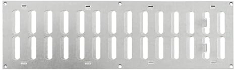 Rejilla de ventilación de acero galvanizado plateado, 500 x 150 mm, con obturador ajustable, tapa plana rectangular moderna para conductos