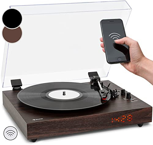 Auna Tocadiscos de Vinilo Vintage con Altavoces Estéreo, Reproductor Retro con Bluetooth, Potente Sistema de Sonido, Giradiscos Portátil para Casa