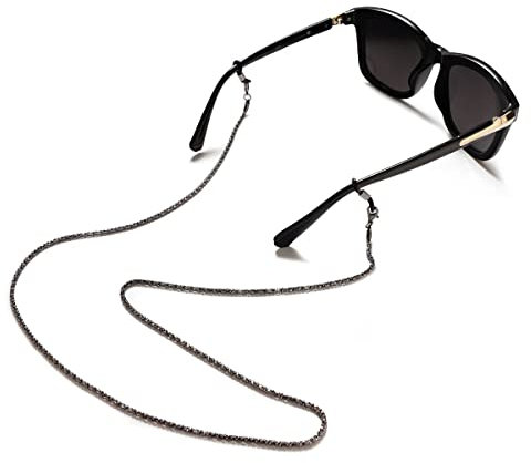 DNLKWGO Brillenkette, Brillenband, Metall, vergoldet, für Damen und Herren, Schwarz, Einheitsgröße