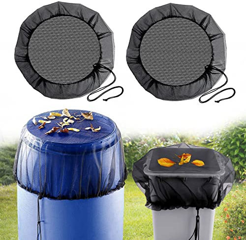 Regentonnen netz,2 Stück Verstellbares Regentonne Abdeckung,Deckel Regentonne mit Gummizug,95 cm Durchmesser Schutznetz für Regentonne,Schutzabdeckung Schutz vor Laub Stechmücken