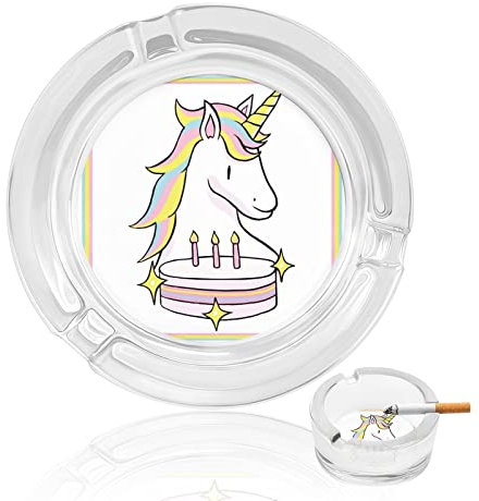 Ashtrays For Cigarettes Unicorn Cake Crystal Glass Ash Tray Smoking Ashtray Holder For Home Hotel Office Table Top