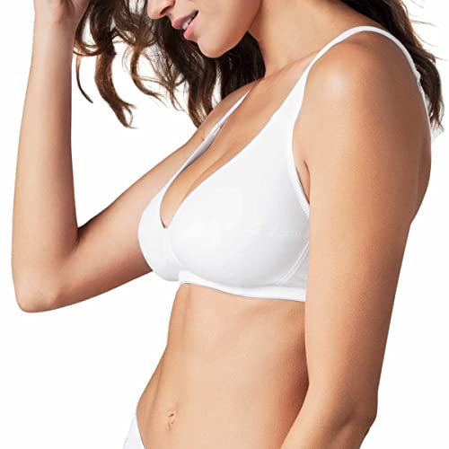 SOLLIEVO 1 Pezzo Reggiseno Cleo Coppa Preformata Senza Ferretto in Cotone Elasticizzato. Bianco 3C
