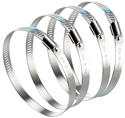 NEBURORA 91-114mm Einstellbare Edelstahl Rohrschellen mit Schneckenantrieb - Ideal für Trockner Entlüftungsluftkanal und Automobil-Tubing