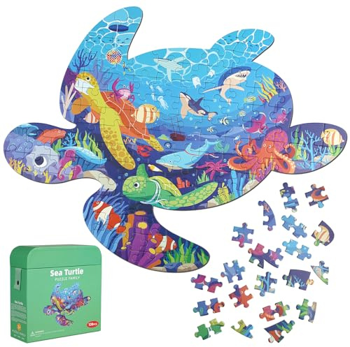 Puzzle per Bambini con Tartaruga Marina, Puzzle da 108 Pezzi con Pezzi Grandi per Bambini di Età 4 5 6 7 8 9 10 Anni.