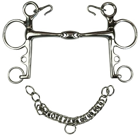 Horses, Pelham Pieno In Acciaio Inox Con Oliva e Aste Lunghe, Materiali di Alta Qualità, Resistente, Pratica e di Preciso Utilizzo