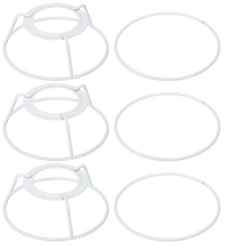 PATIKIL 4 E26 E27 Lampenschirm Ring Gestell mit Europäischer Installateur 3 Pack Lampenschirm Halter Draht Rahmen Heimwerker Trommelring für Tisch Stehlampe Weiß