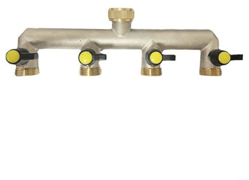 Zoegneer Copper Leak Free 4 Way Garden Hose Connector, Solid Brass Construction for Dishwashers and Washing Machines(3/4 Electroplating)
