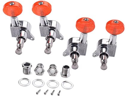 Toyvian 4stücke Ukulele Stimmmechaniken Nickel Mit Roten Knöpfen Und Montageschrauben Für Präzise Stimmung Und Einfachen Austausch Der Alten Saitenmechaniken