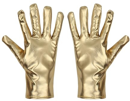 Gants Dorés Courts En Cuir Verni Pour Dames - Accessoires De Cérémonie Et Performance - Adaptés Aux Mariages, Mascarades, Représentations Sur Scène