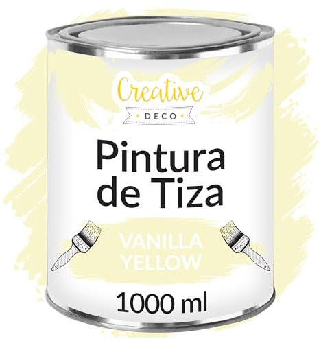 Creative Deco Peinture à la Craie Jaune Vanille | 1L | Mat et Lavable | Peinture Bois | Peinture Meuble Bois | Idéal pour Rénovation de Meubles | Chalk Paint | Ardoise Craie | Peinture Mur Interieur