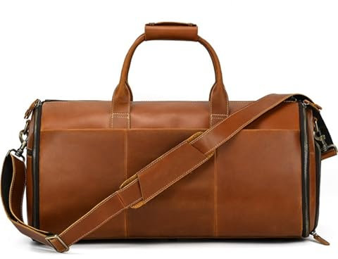 NESPIQ Für Reisen Kurzurlaub Handgepäck-Kleidersäcke Für Die Reise Mit Kulturtasche, Leder-Kleidertasche Für Herren Mit Kulturbeutel (Color : C, Size : 55 * 26 * 29 cm)