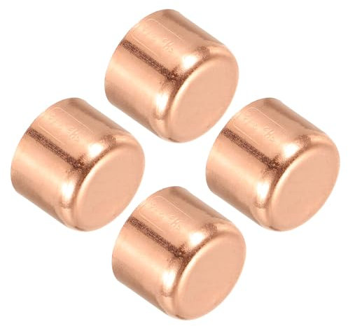 PATIKIL 3/4 Inch ID Copper Pipe End Cap, 4 Pack Copper Fitting Cap Sweat Plug Solder Connection for Plumbing HVAC Air Conditioner, Copper Tone