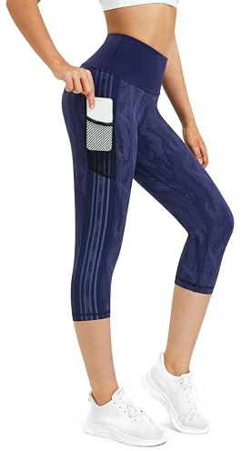 Buepeara Sport Leggings Damen Sporthose mit Taschen, High Waist Tights Laufhose Fitnesshose Für Sport & Alltag 3323-05 S