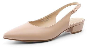 DREAM PARIRS Dam slingback klackar spetsig stängd tå lågblock pumps för damer fest bröllopsklänningsskor, NAKEN, 39 EU