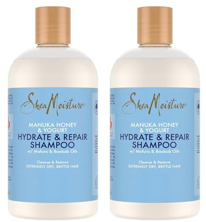 SheaMoisture Shampooing Hydrate & Repair pour les cheveux extrêmement secs et fragiles Miel de Manuka et Yaourt 2 x 384 ml