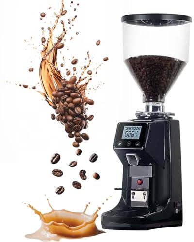 Macinacaffè Elettrico A Macine Piatte, 19 Impostazioni E Display Timer Digitale, Macinacaffè Espresso Commerciale, Macine Piatte In Acciaio Inox Da 60 Mm, Schermo Touch,Black-500G