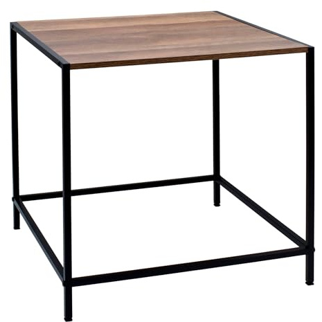 Spetebo Holz Beistelltisch mit Metall Gestell in schwarz - 49 x 49 cm - Couchtisch quadratisch mit Tischplatte in Holzoptik - Wohnzimmertisch Dekotisch Blumentisch Telefontisch Ablagetisch Deko Tisch