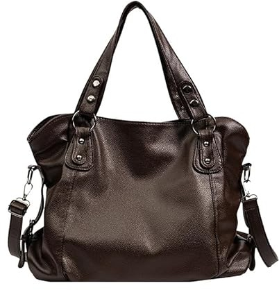 Coolives Damen Schultertasche mit Schultergurt Shopper Handtasche Damenhandtasche Henkeltasche aus PU-Leder Hobo Tasche Damentasche Umhängetasche Taschen für Frauen Mutter Braun