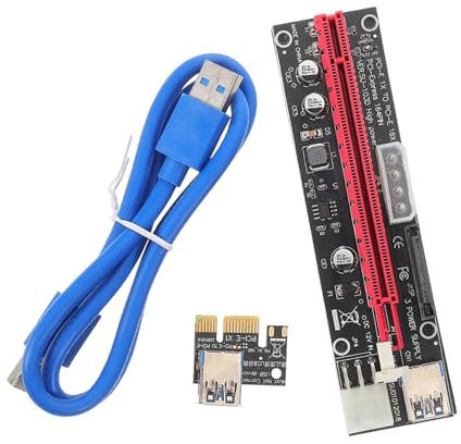 PCIe Riser Karte 1 Stück zu 16 Stück und USB-3.0-Verlängerungskabel | V010 Plus VER009S, Flexible Bauform für GPU und PCIe Interface Geräte, Mining, Einfache Installation