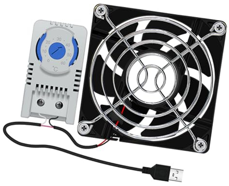 AMISENK 80x80mm USB Fan 5V Bearing Cooling With USB Extension Cable For Router Box Computer Cabinet Cooling Adjustable Thermostat