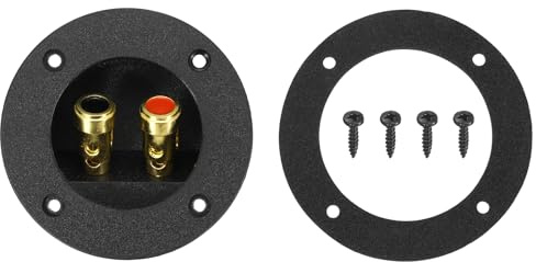 sourcing map 1.9 Inch Round Speaker Box Terminal Cups, 2-Way ABS Subwoofer Plug Connectors Double Binding Posts Spring Loaded Jack for Car Stereo Speaker Wire Sub Box