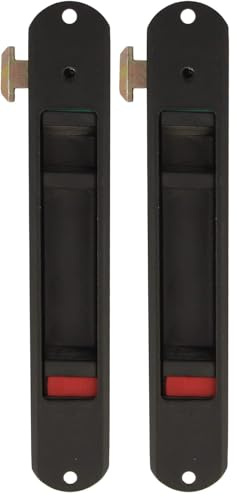 Amig - Chiusura a incasso per finestre e porte scorrevoli in alluminio - Serratura a gancio da incasso - Alluminio - Colore nero - Dimensioni: 192 x 28 mm (Confezione da 2)