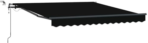 Roanoer Auvent à bras articulé avec cadre et télécommande, tissu d'auvent noir, 300 x 250 cm, solution d'ombrage rétractable pour balcon, terrasse et jardin, double commande