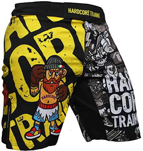 Hardcore Training Fight Shorts Män Boxning MMA Combat BJJ Grappling Fitness Muay Thai Kickboxning No Gi Kickboxing (DE/NL/SE/PL, Alfa, L, Regelbunden, Regelbunden, Black Yellow)