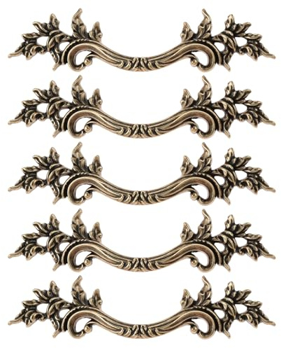 Mgoodoo 5 Stück Griff Türknauf im europäischen Stil, für Kommoden, Schränke, Schubladen, Griff zum Ziehen, Möbelstücke, Metallteile, Zinnlegierung, Bronze