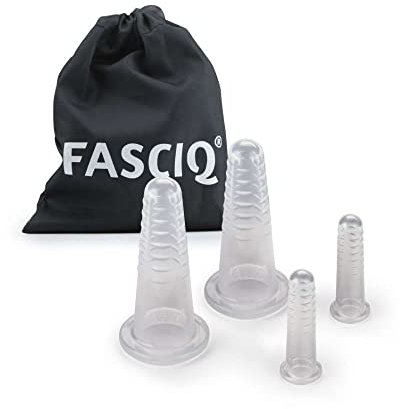 Juego de ventosas faciales FASCIQ | Piel brillante y antienvejecimiento | Piel más suave y firme | Diseño único GRIP | Silicona de grado FDA | 4 piezas | 2 (1,5x5cm) y 2 (3,8x8cm)