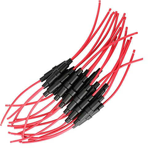 Gebildet 15pcs AGC Portafusibles Inline con 16 AWG Alambre, 32V 20A Tipo de Tornillo Portafusible para 5 x 20mm Fast-Blow Fusible de Vidrio, Tube Fusibles Titular