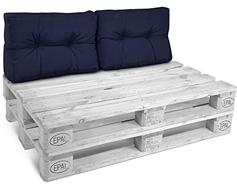 Beautissu 2X Rückenkissen Palettenkissen Outdoor Auflagen für Paletten | 60x40cm Blau gepolstert für Europaletten Palettensofa Lounge Kissen Palettenmöbel Palettenpolster Gepolsterte 2er Set Style
