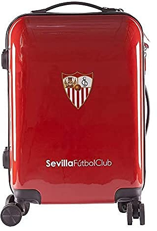 Sevilla Fútbol Club - Maleta de Viaje - Compatible con Todo Tipo de Aerolíneas - Sistema de Cierre de Seguridad TSA - 8 Ruedas Giratorias - 55x40x20 cm - 2,8 kg - Producto Oficial