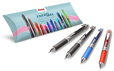Pentel Energel BL80 Gel-Tintenroller, einziehbar, breite Spitze, 1 mm, 4 (2 Schwarz, 1 Rot, 1 Blau)
