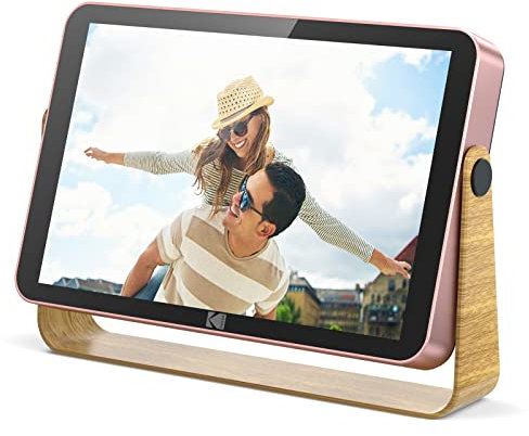 KODAK Cornice Digitale da 10 Pollici, Ricaricabile Batteria, WiFi Cornici Elettronica con 16GB di RAM, Funzione Foto, Video, Calendario, Sveglia, Tempo e Aggiornamenti di Posizionamento, RCF-108 Rosa
