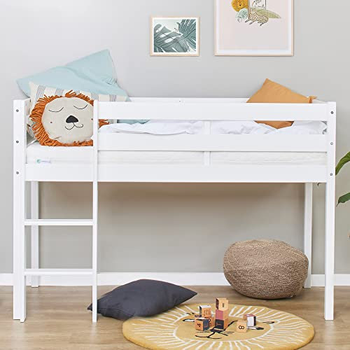 Hoppekids ECO Comfort Mid Sleeper 70 x 160 cm with Slatted Frame White The Nordic Ecolabel TÜV Certified FSC-C109484 Certified Solid Pine Wood