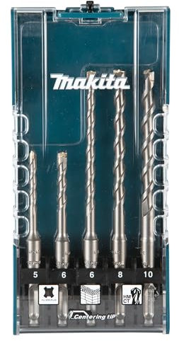 Makita E-15702 Centering tip SDS-PLUS Hammer-Bohrer-Set 5-teilig in Aufbewahrungsbox, Ø 5-10 mm, ideal für Beton und Mauerwerk