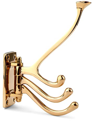 NKlaus Kleiderhaken Messing Gold; Messing 4 facher schwenkbar, 1 Stück | maritim; Gewicht: 285g; Tiefe: 12cm; 7,5 x 3,7cm; 285g; 15cm; 12cm; 4mm