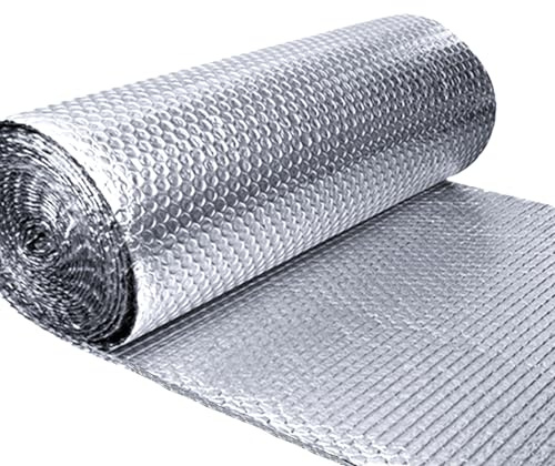 MRPAPA Double Reflective Insulation Foam, 48 x 10 Ft Reflective Window Radiant Barrier B2 Fireproof Bubble Insulation Roll for Keep Heat, Thermal Heat Block Shield - Engineered Foil
