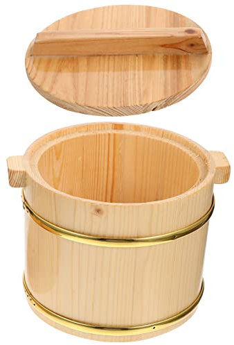 Cuiseur à riz en bois pour sushi, bol de riz fait à la main, seau de riz cuit à la vapeur avec couvercle, cuve de mélange de riz pour sushi, fût cuit à la vapeur pour la maison, le restaurant, kaki