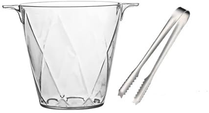 CRBUDY Isolierter Eiskübel, transparentes Acryl, 1,5 Liter Eiskübel für 1 Wein- oder Champagnerflasche, Eiskübel mit Eiszange, Eiskübel für Bar